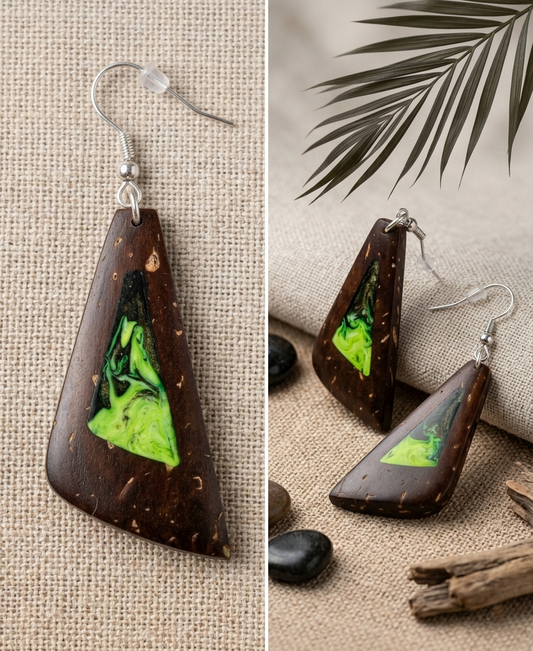 Coconut shell and Resin Earrings