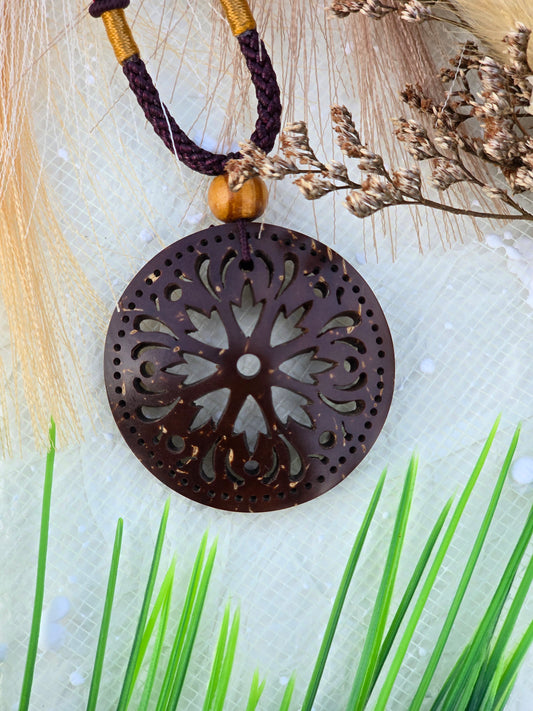 Coconut shell Carving Necklace