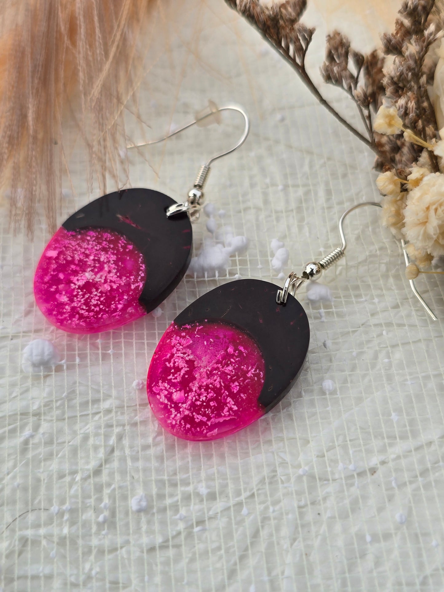 Coconut shell and Resin Earrings