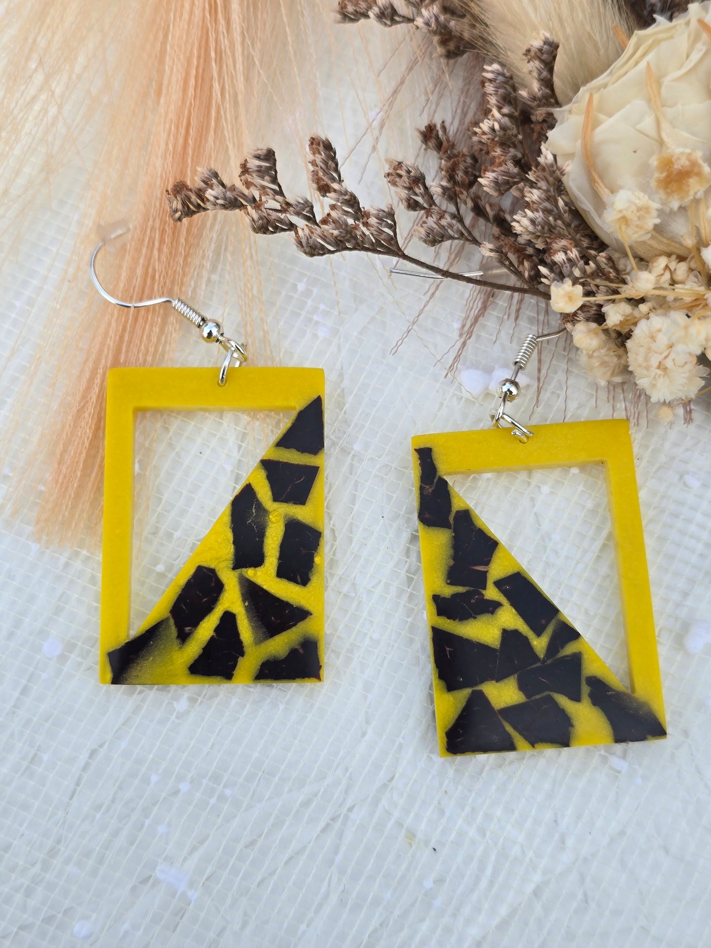Coconut shell and Resin Earrings