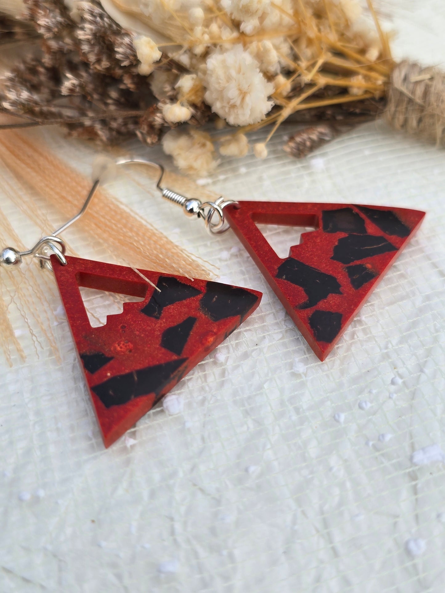 Coconut shell and Resin Earrings