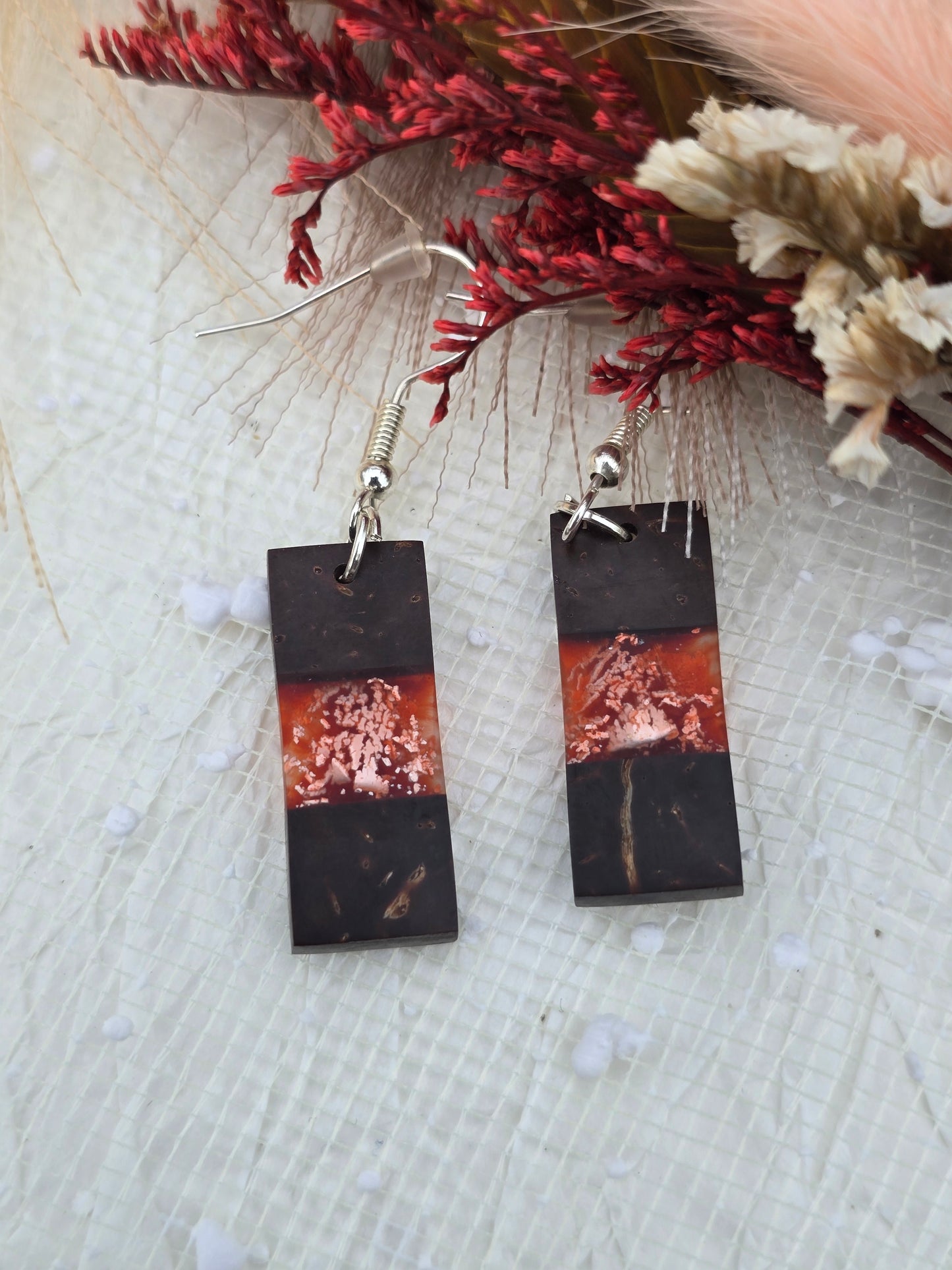 Coconut shell and Resin Earrings