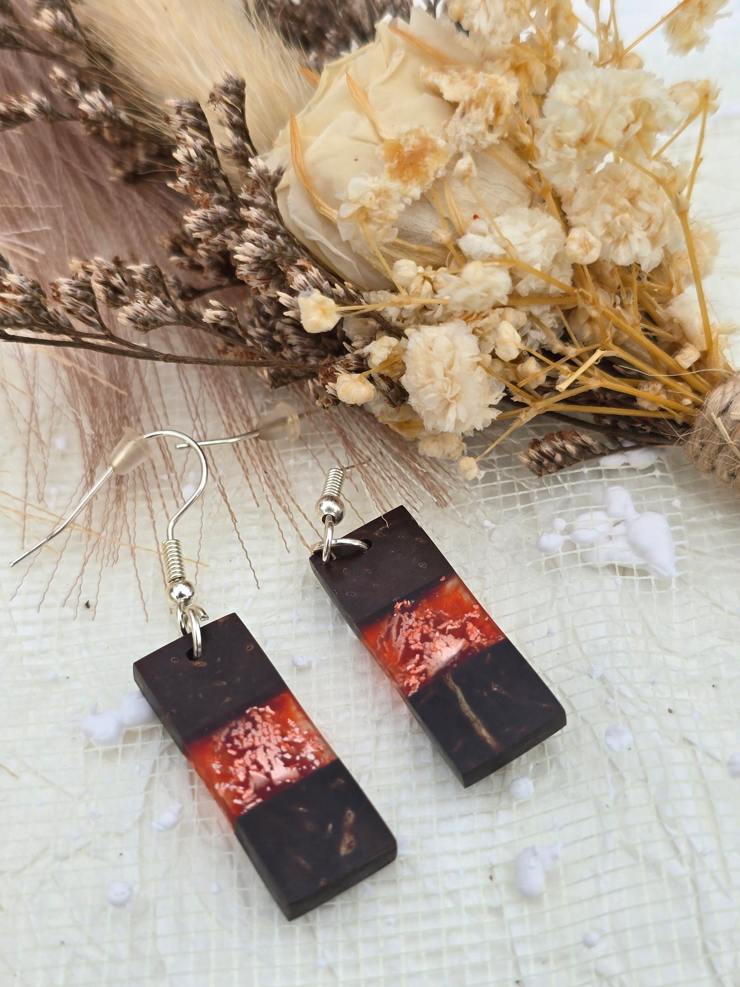 Coconut shell and Resin Earrings