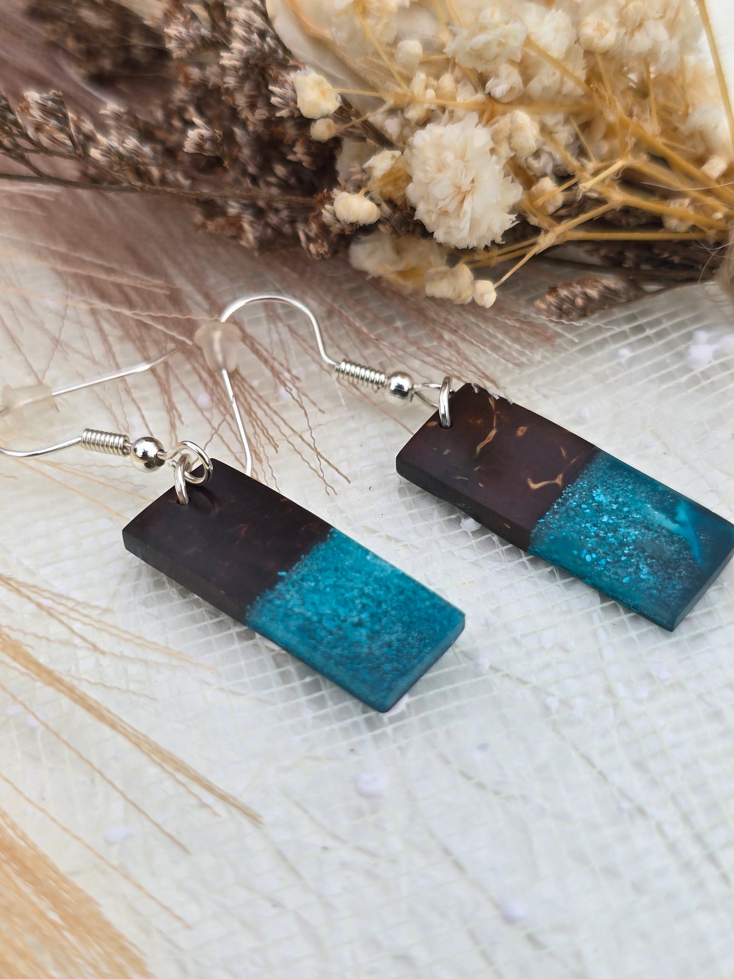Coconut shell and Resin Earrings