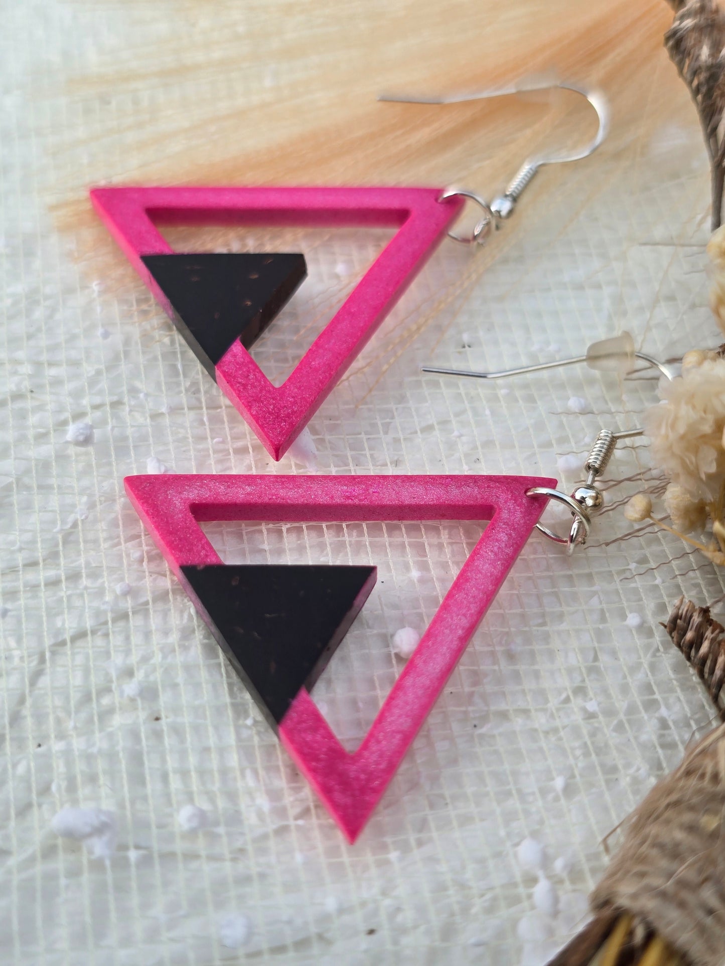 Coconut shell and Resin Earrings