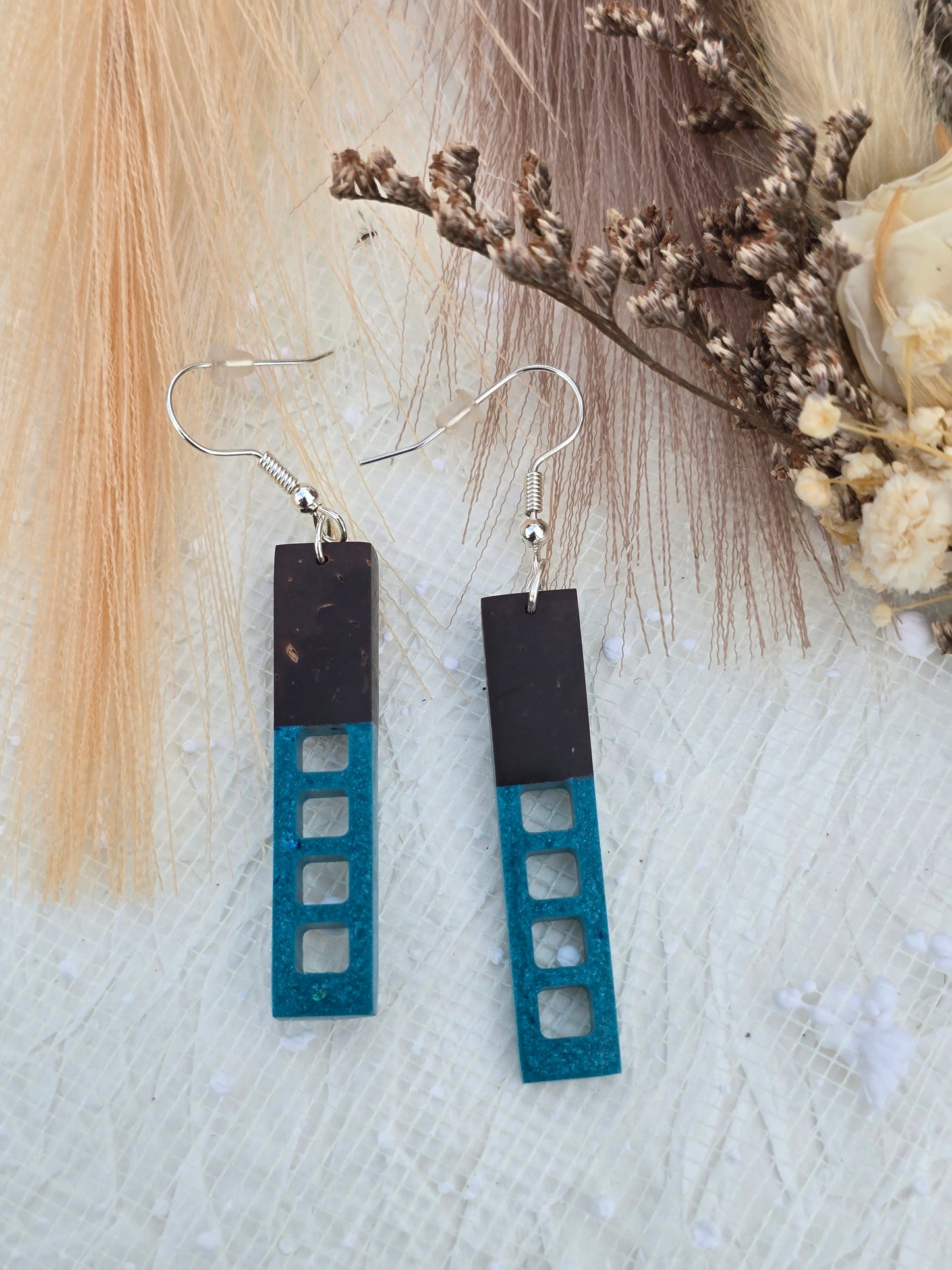 Coconut shell and Resin Earrings