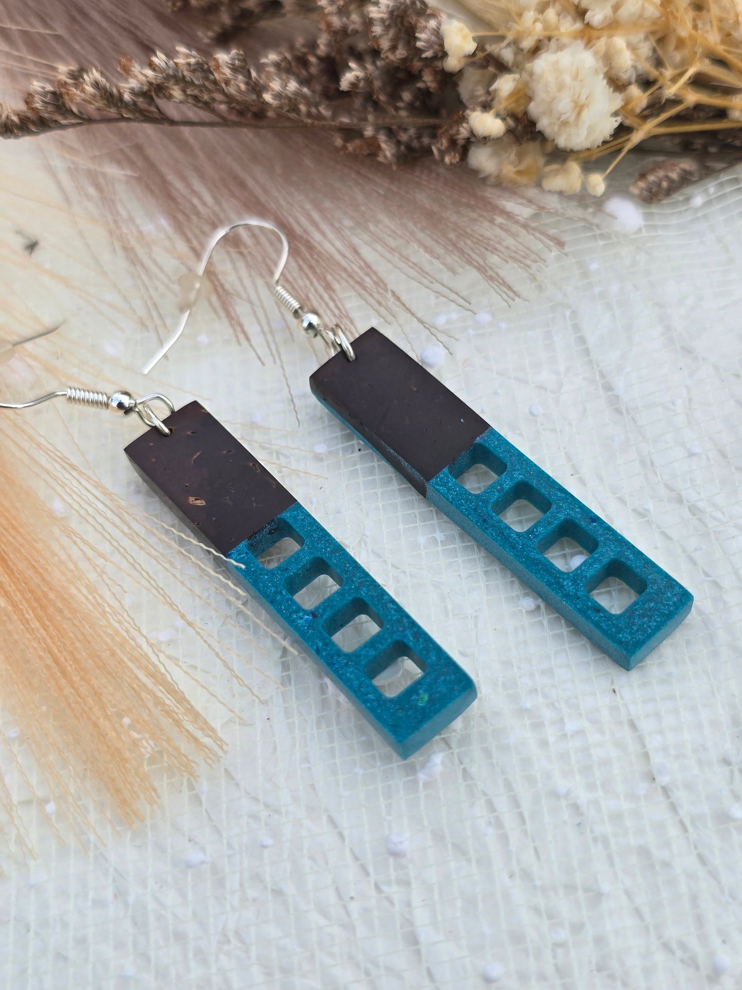 Coconut shell and Resin Earrings