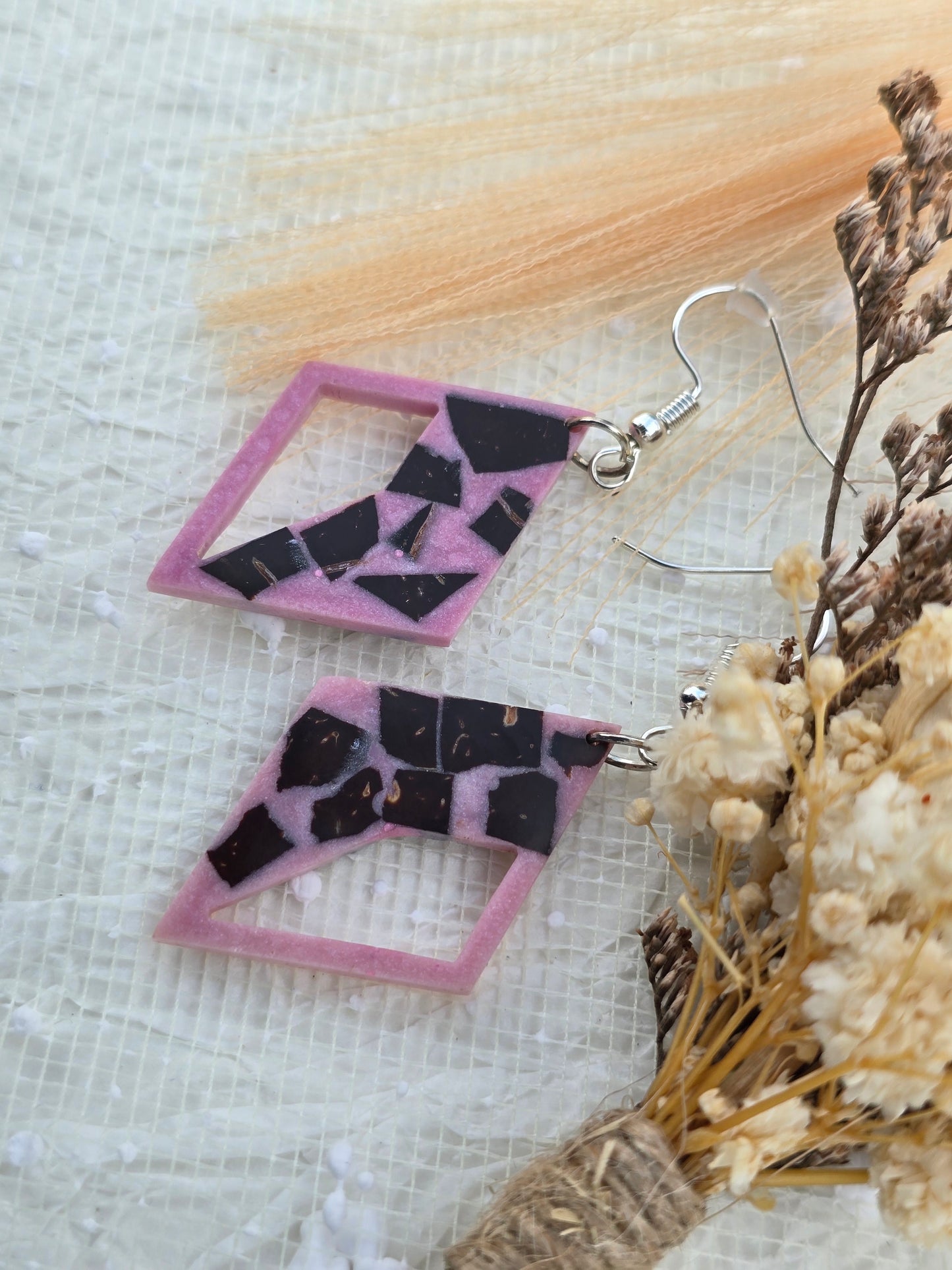 Coconut shell and Resin Earrings