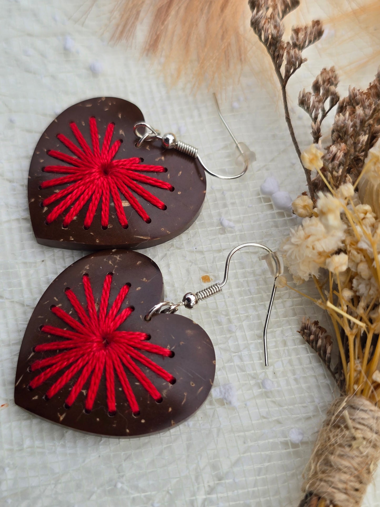 Coconut shell and Cotton Thread Earrings
