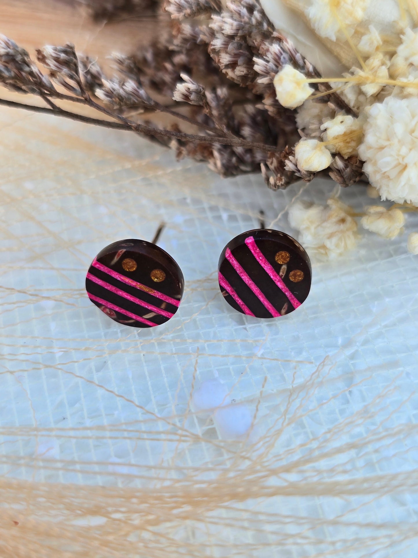 Coconut shell and Resin Earrings