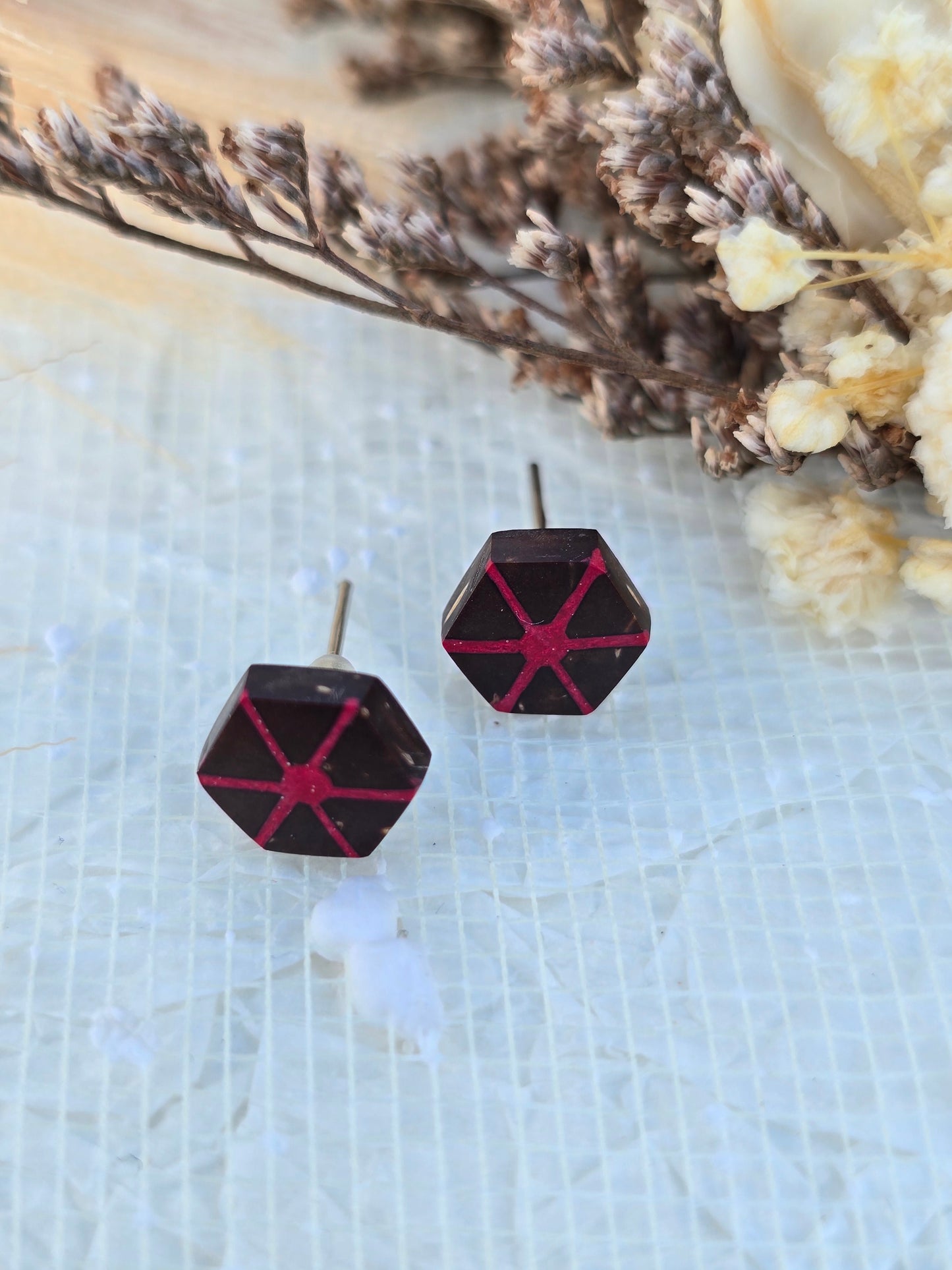 Coconut shell and Resin Earrings