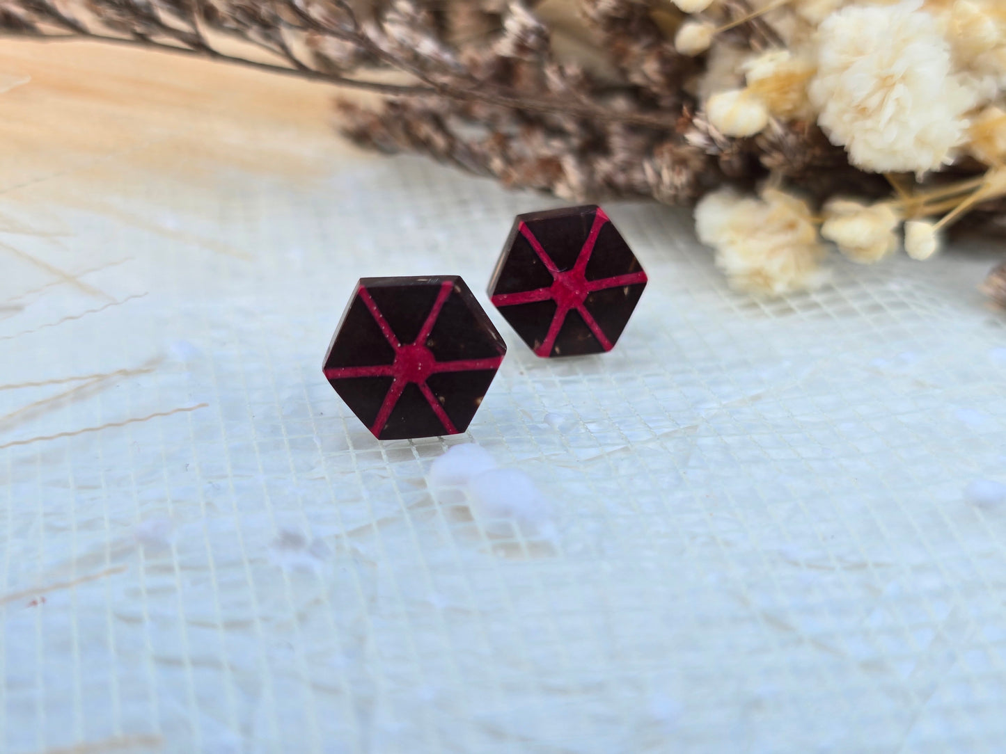 Coconut shell and Resin Earrings