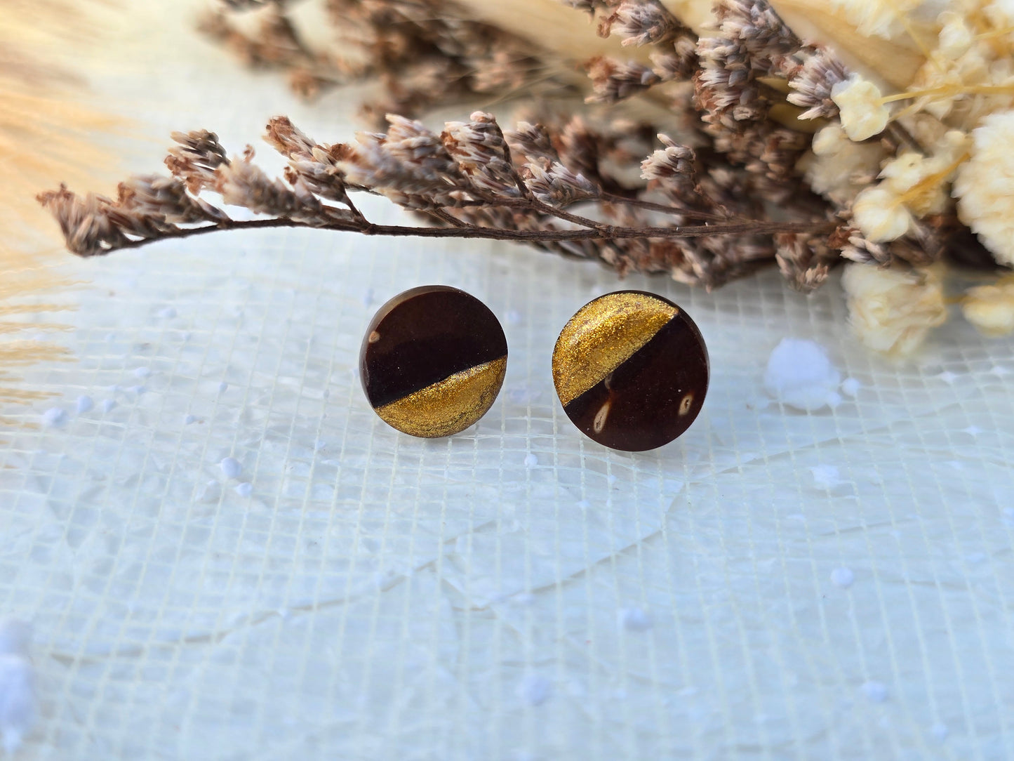 Coconut shell and Resin Earrings