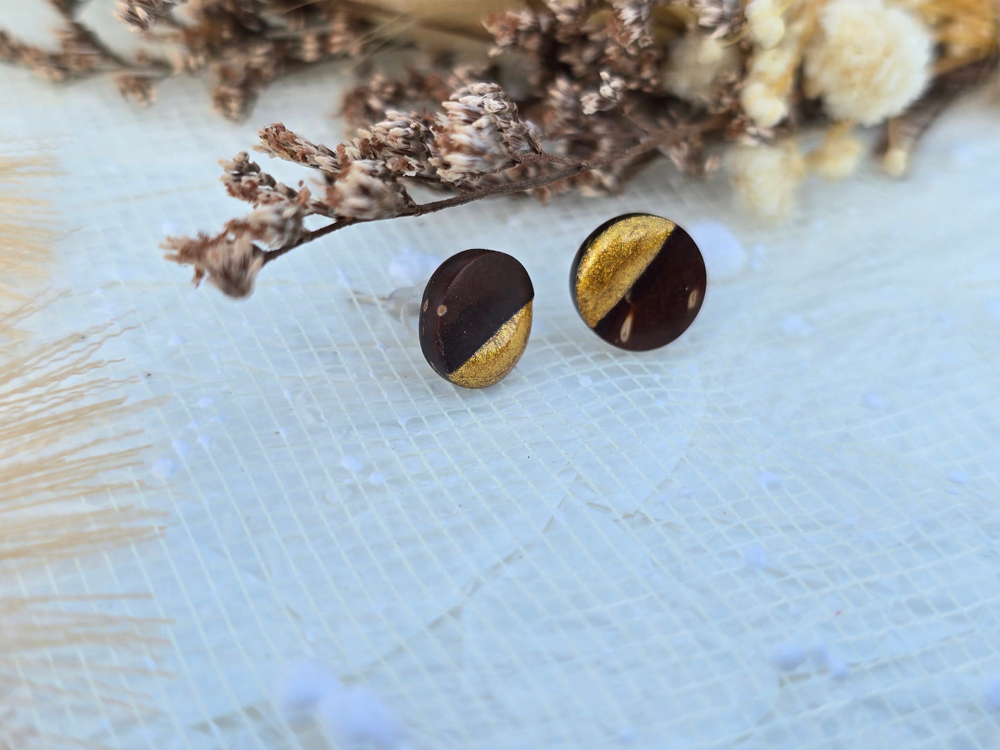 Coconut shell and Resin Earrings