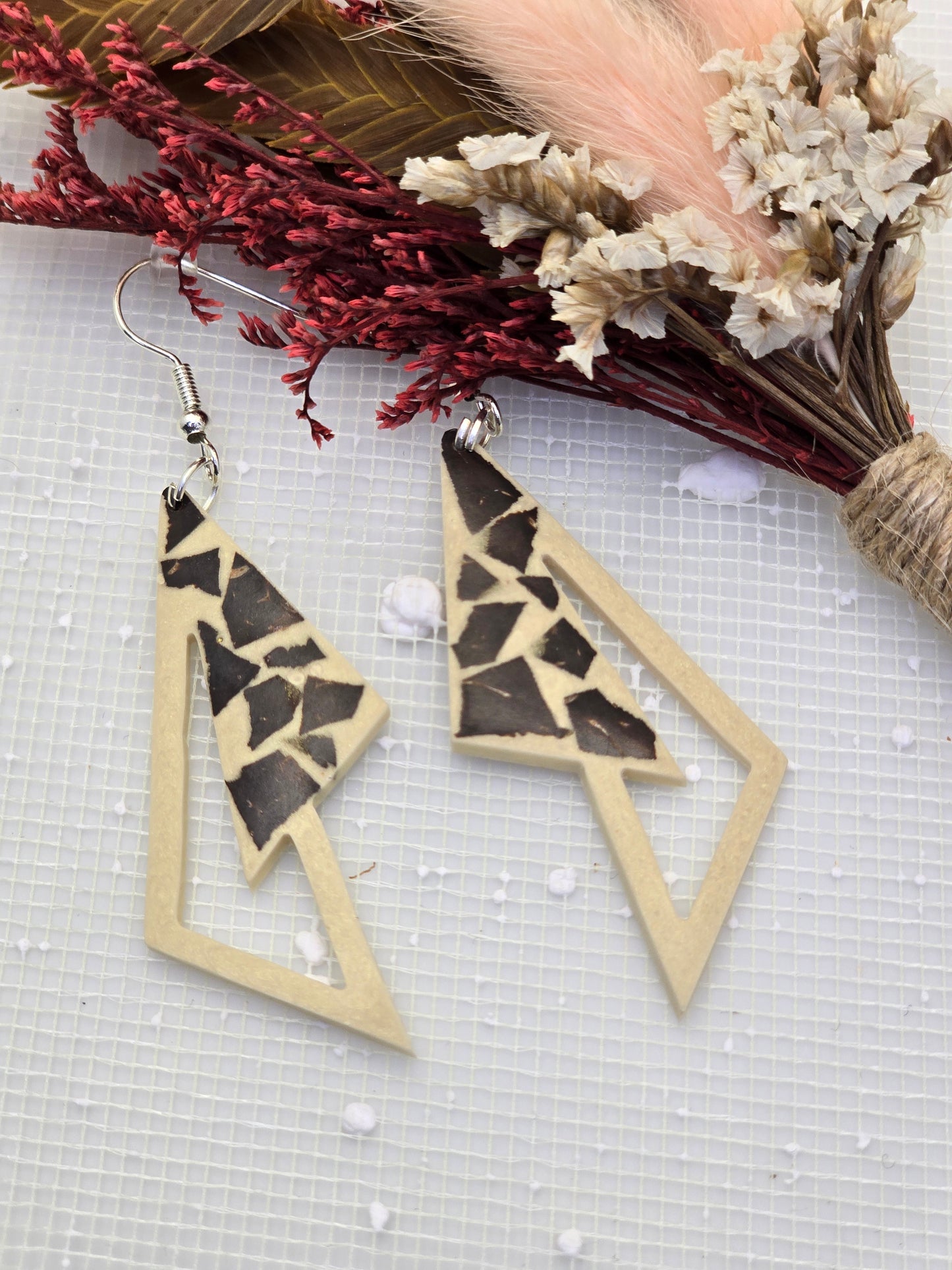 Coconut shell and Resin Earrings