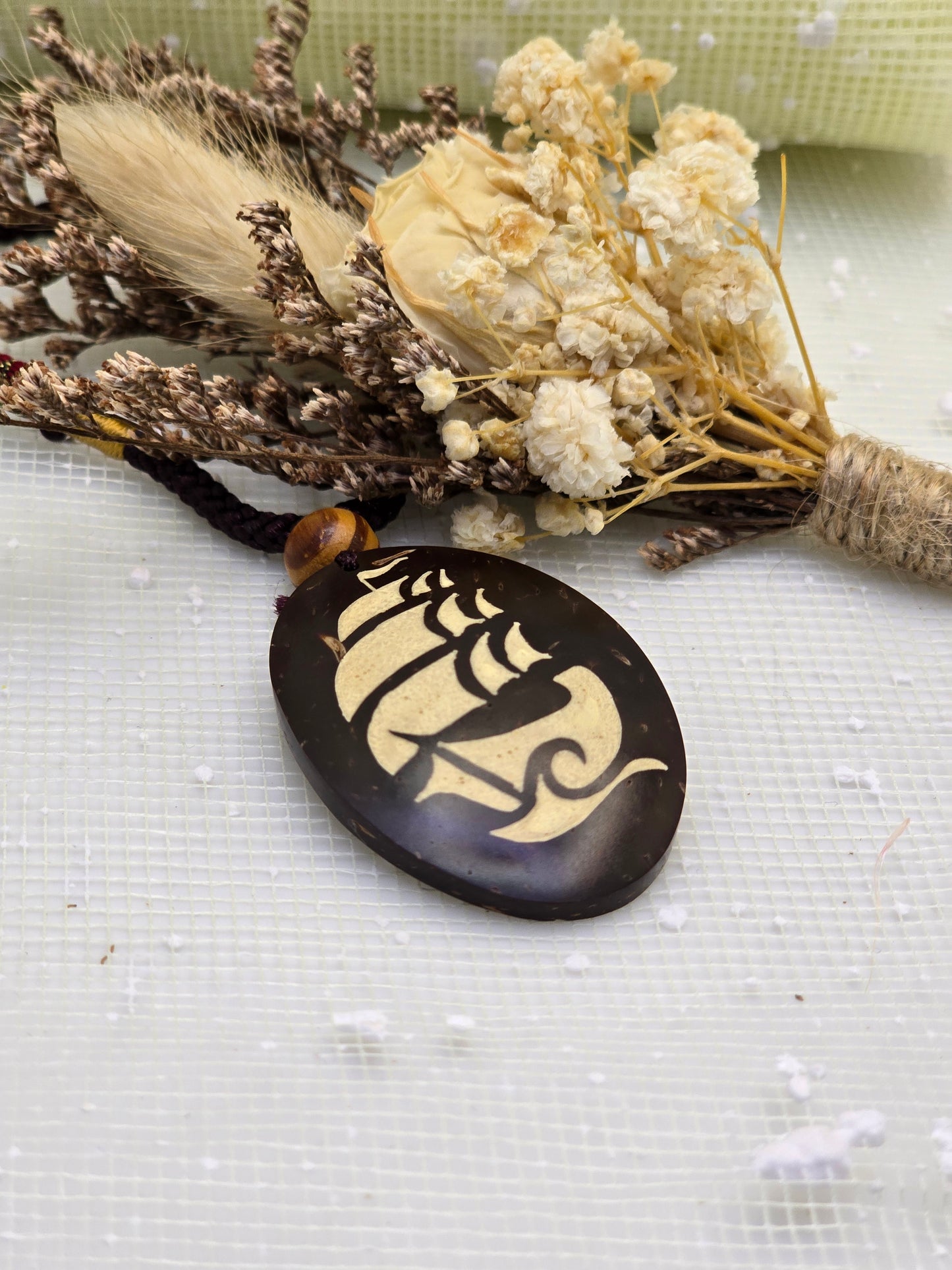 Coconut shell and Resin Necklace
