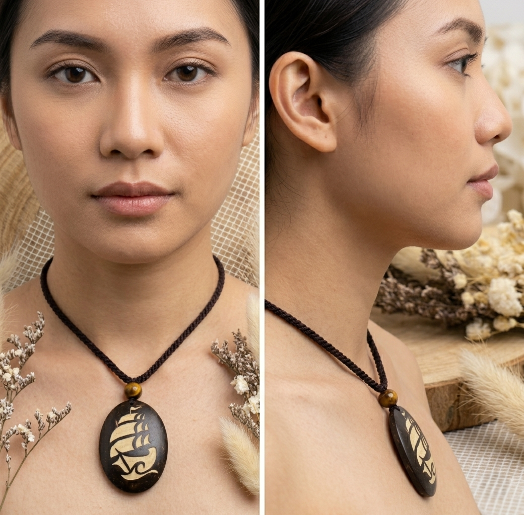 Coconut shell and Resin Necklace