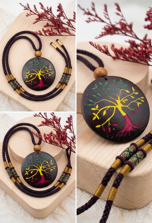 Coconut shell and Resin Necklace