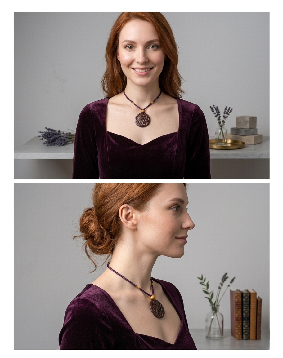 Coconut shell Carving Necklace
