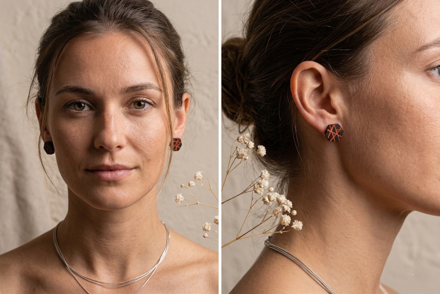 Coconut shell and Resin Earrings