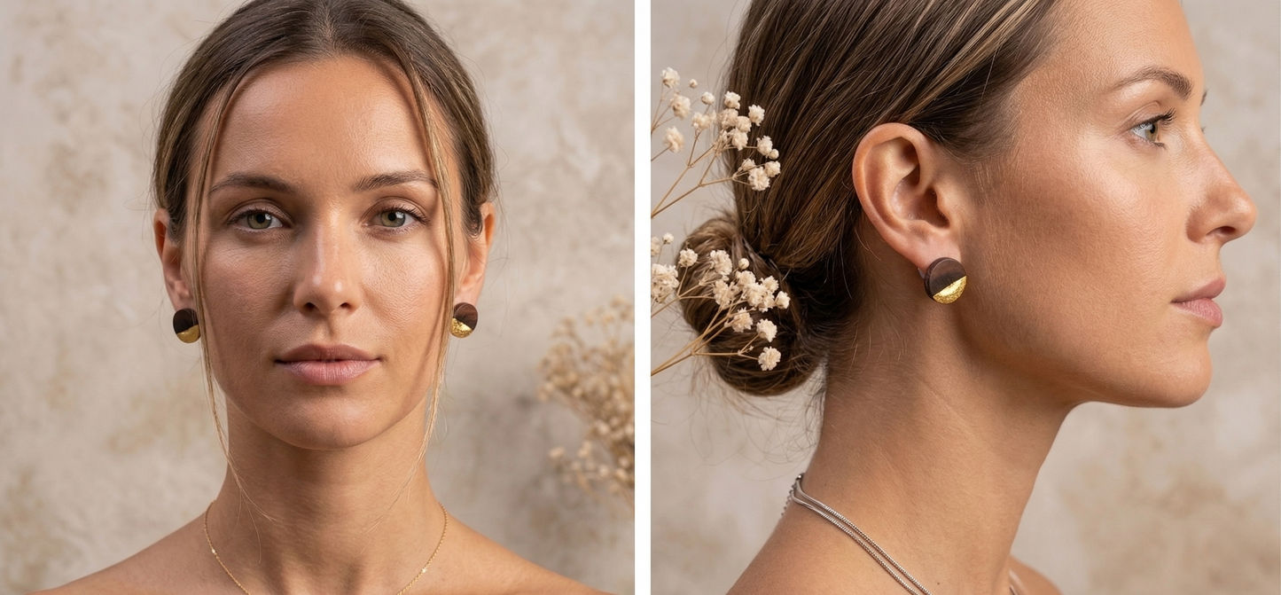 Coconut shell and Resin Earrings