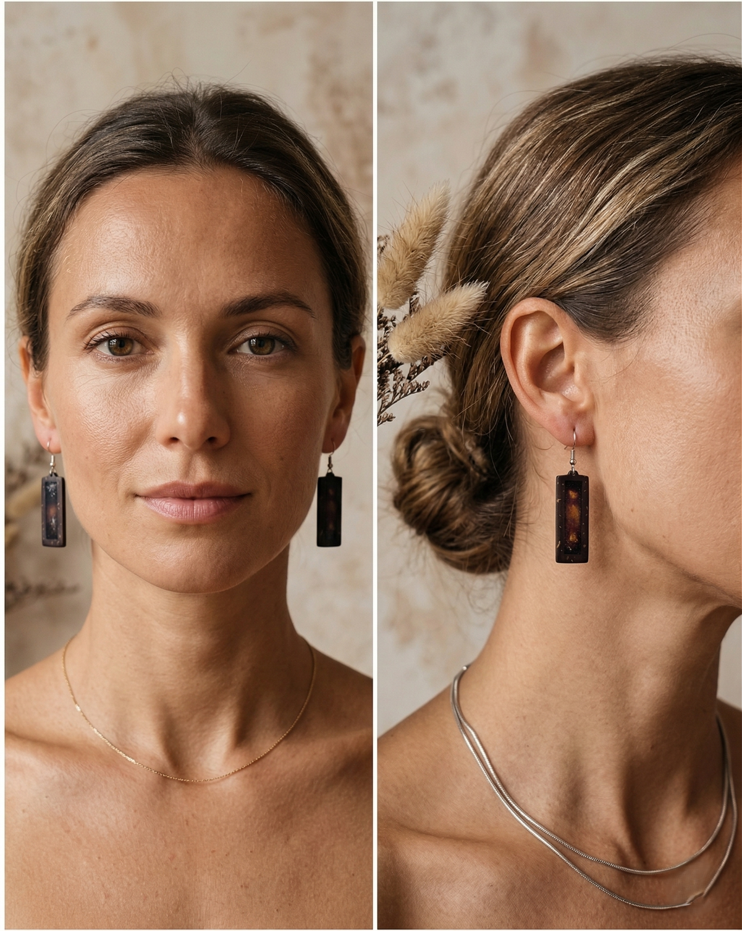 Coconut shell and Resin Earrings