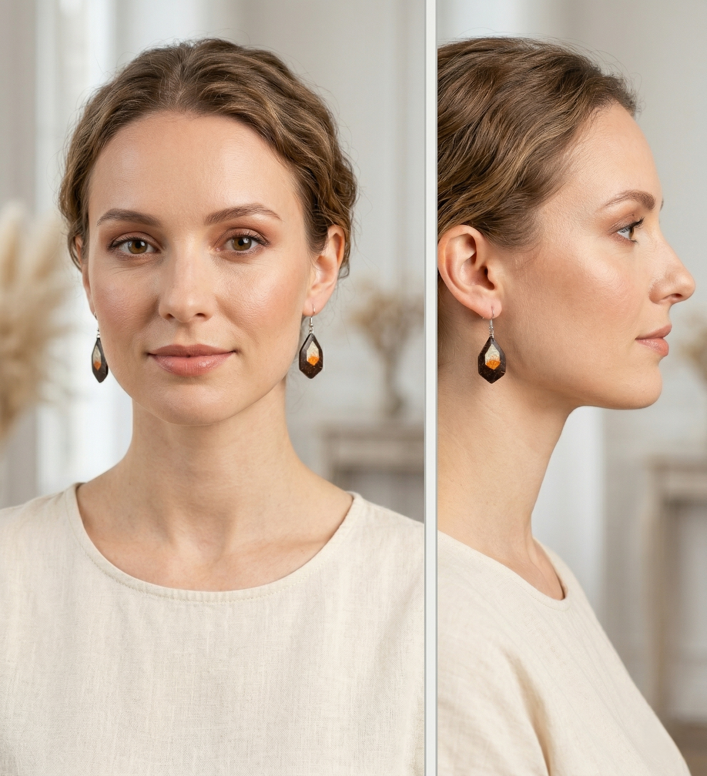 Coconut shell and Resin Earrings
