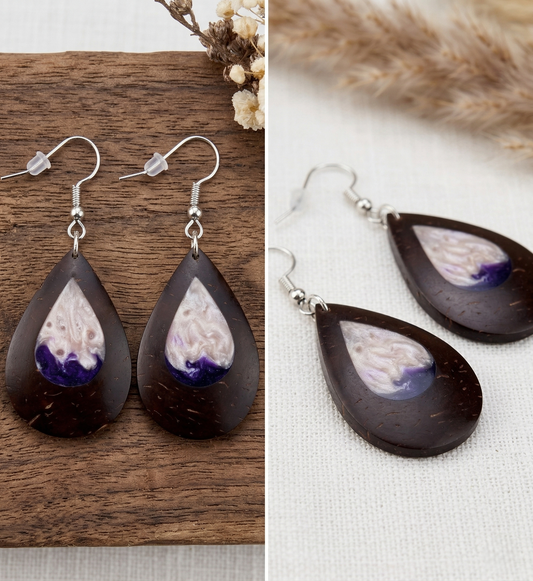 Coconut shell and Resin Earrings