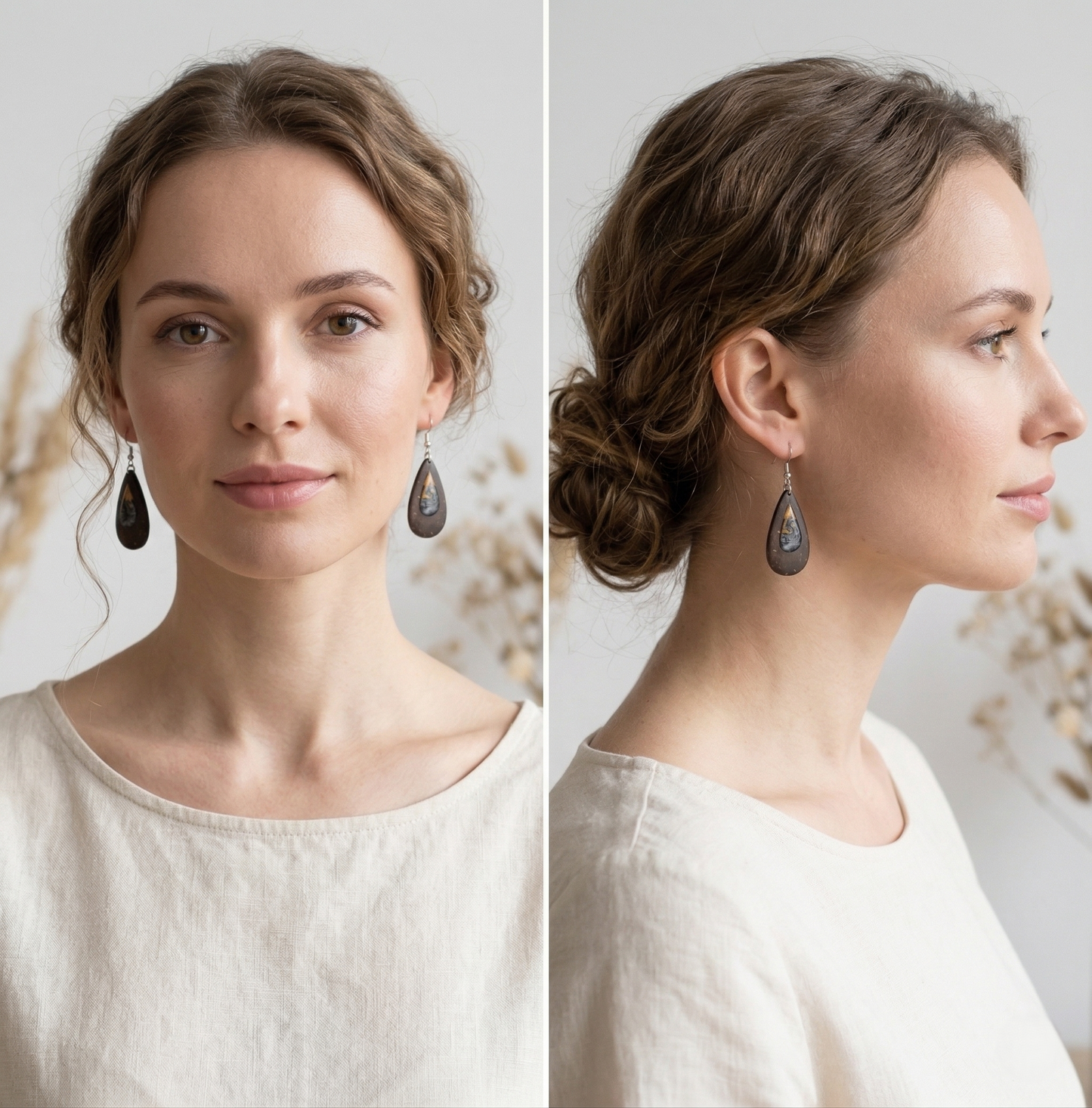 Coconut shell and Resin Earrings