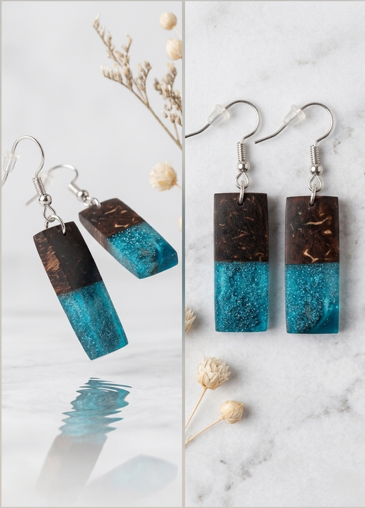 Coconut shell and Resin Earrings