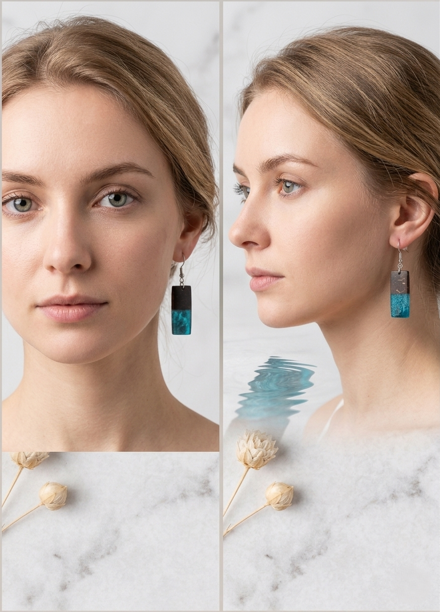 Coconut shell and Resin Earrings