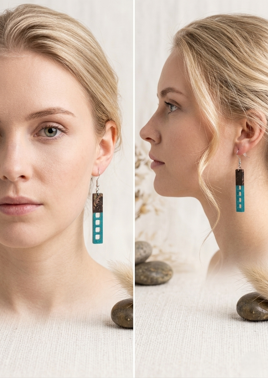 Coconut shell and Resin Earrings