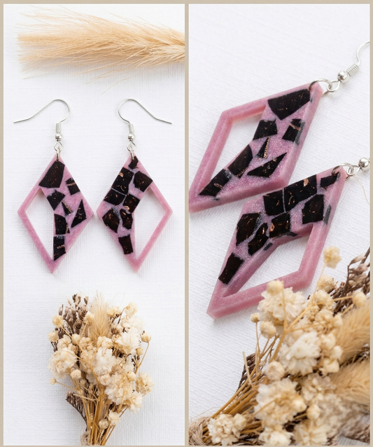 Coconut shell and Resin Earrings
