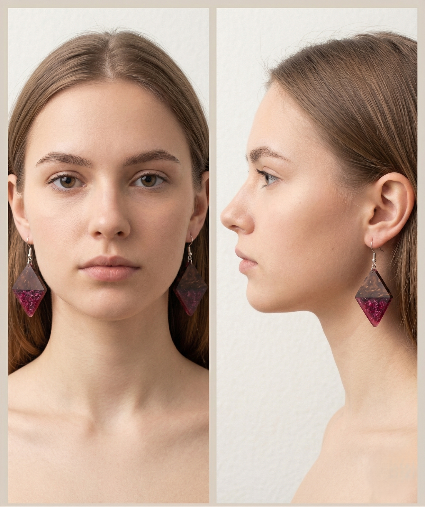Coconut shell and Resin Earrings