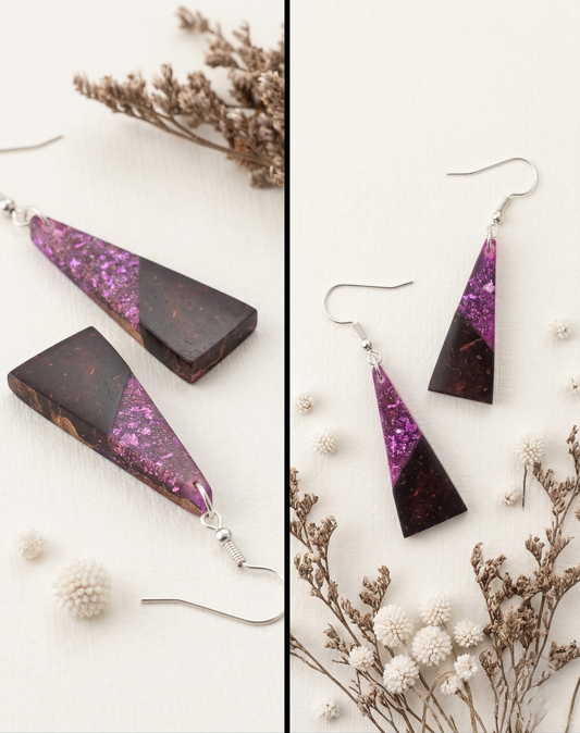 Coconut shell and Resin Earrings