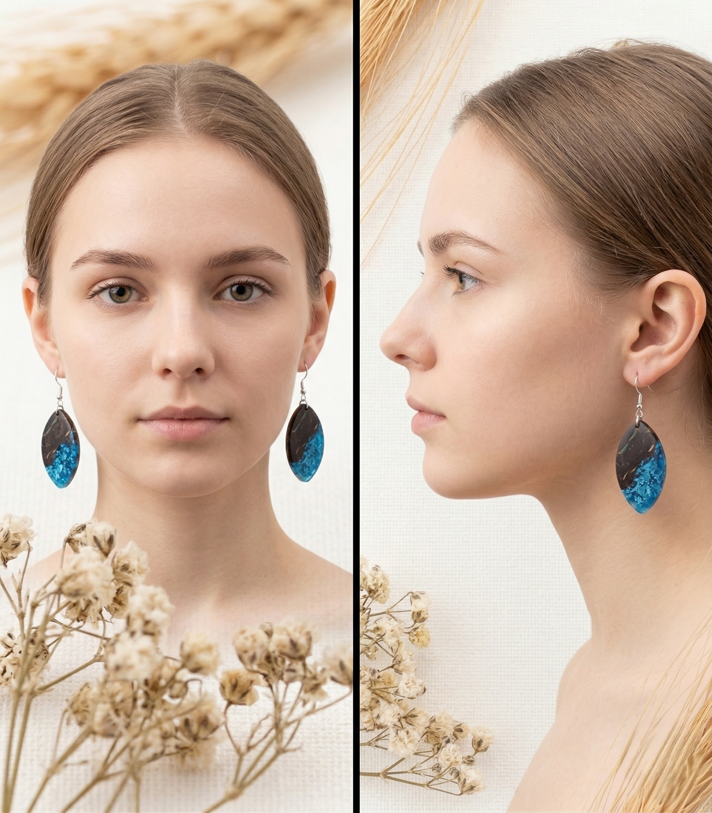 Coconut shell and Resin Earrings