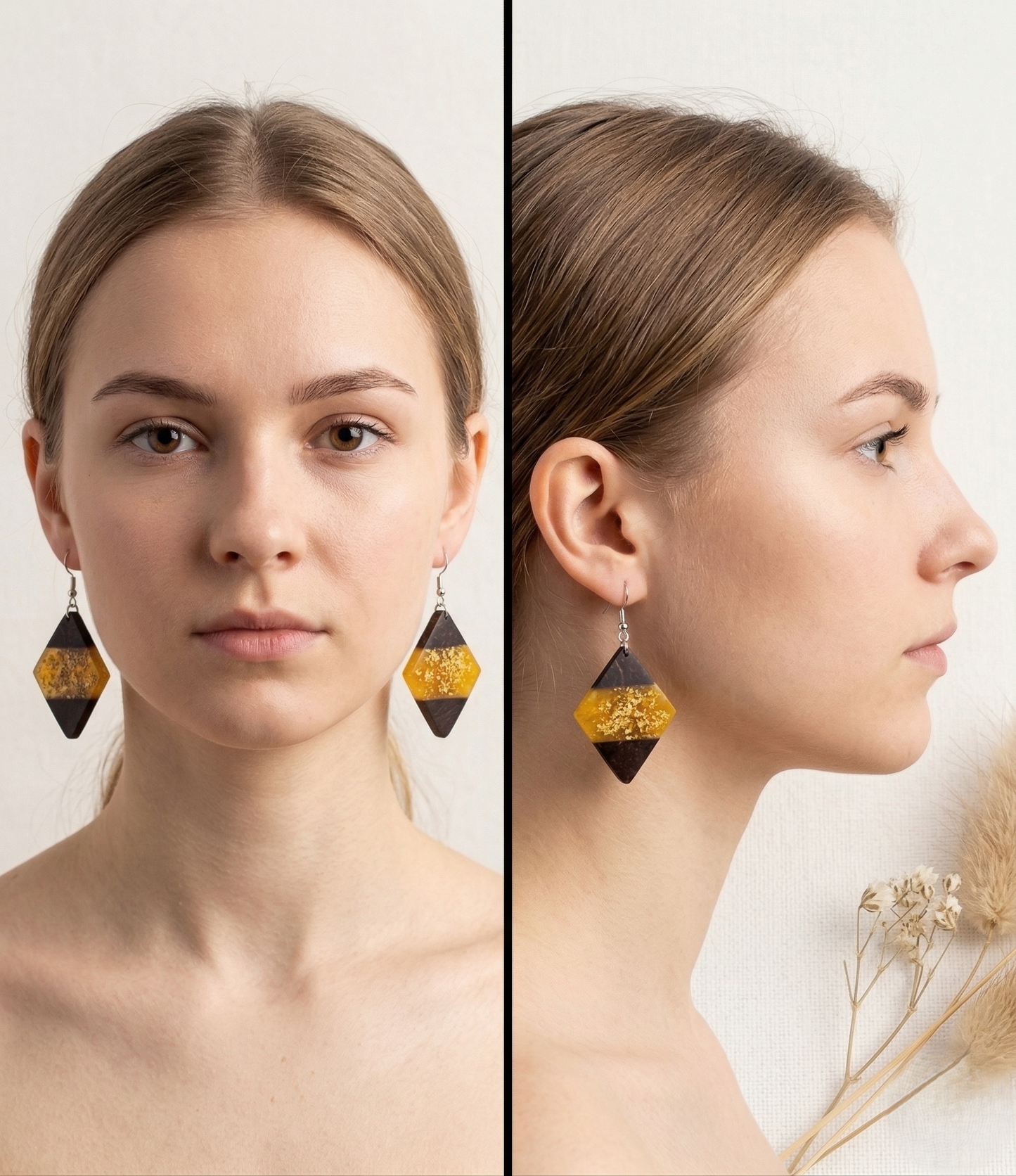 Coconut shell and Resin Earrings