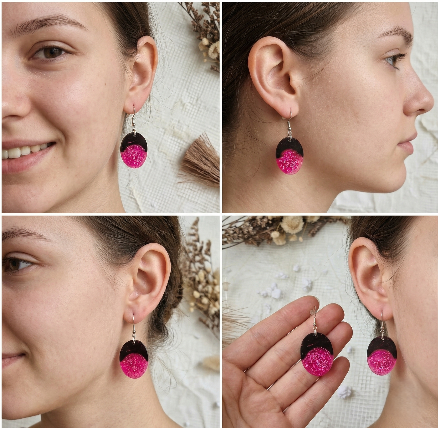 Coconut shell and Resin Earrings