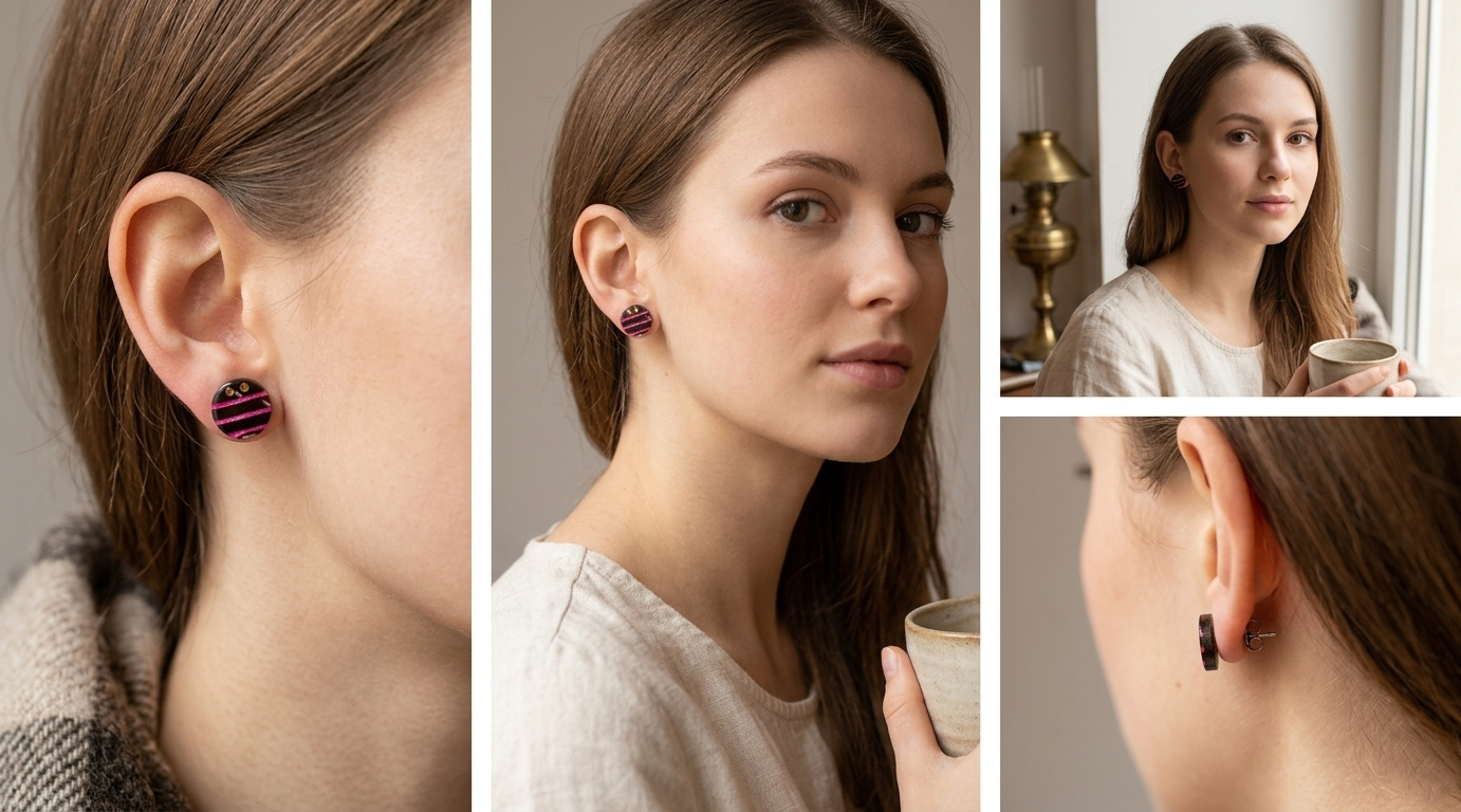 Coconut shell and Resin Earrings