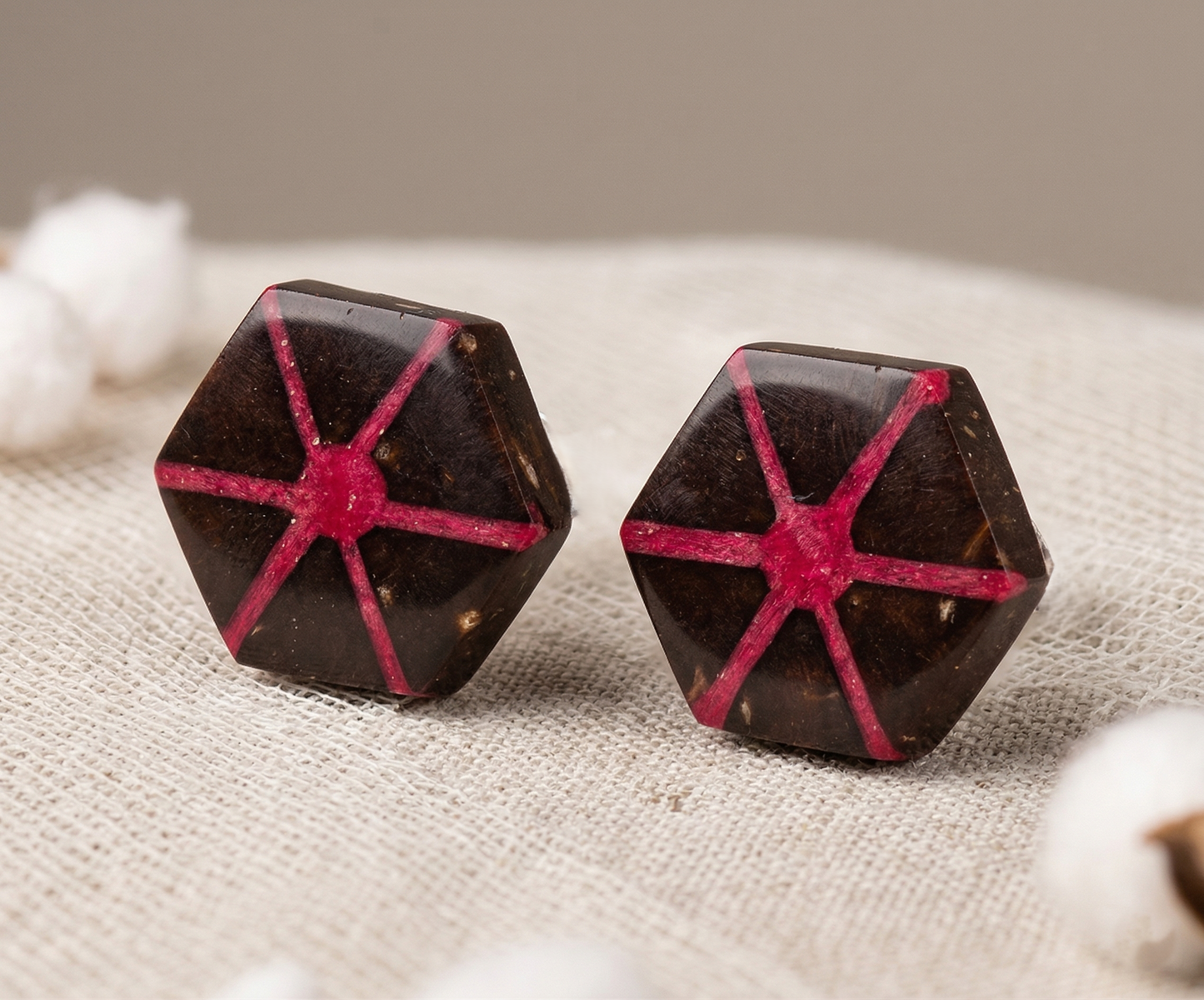 Coconut shell and Resin Earrings