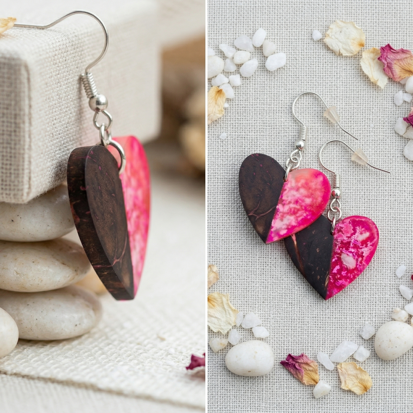 Coconut shell and Resin Earrings (Copy)