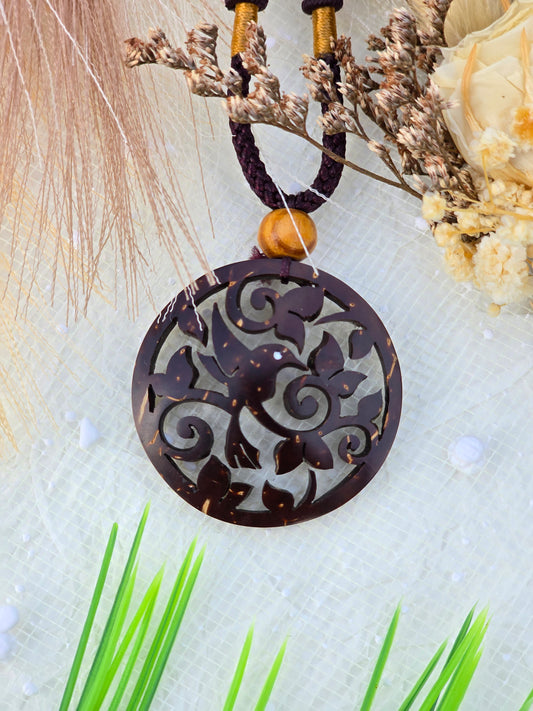 Coconut shell Carving Necklace