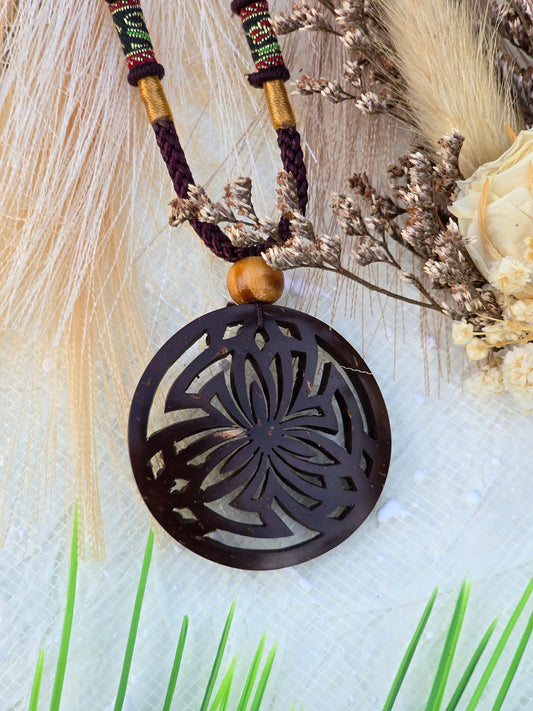 Coconut shell Carving Necklace