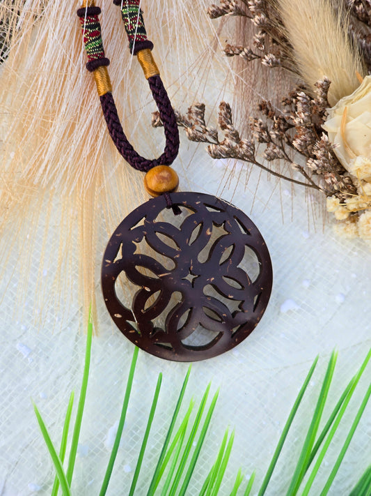 Coconut shell Carving Necklace