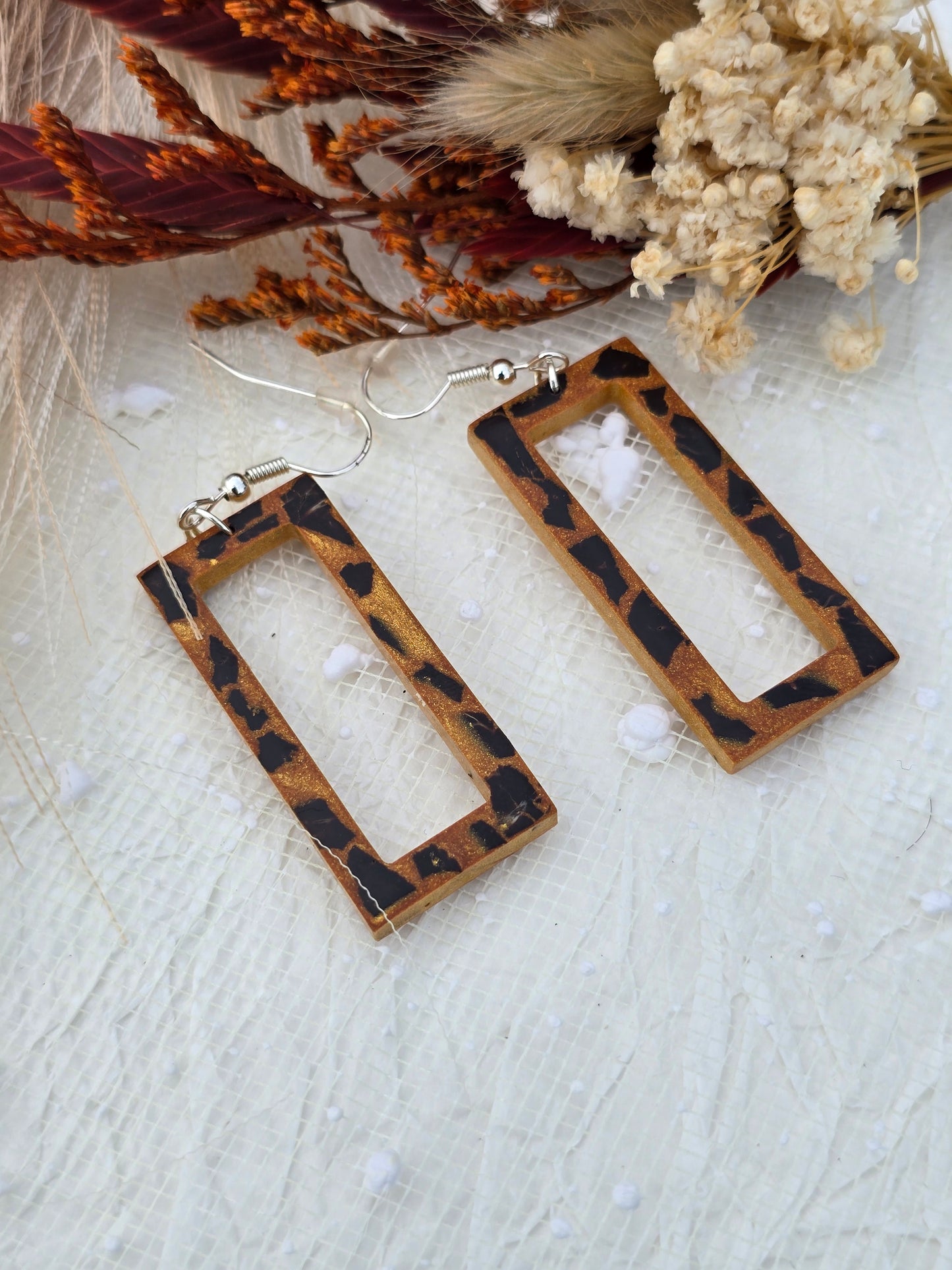 Coconut shell and Resin Earrings