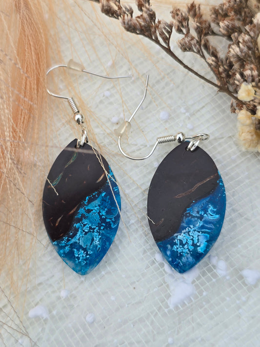 Coconut shell and Resin Earrings