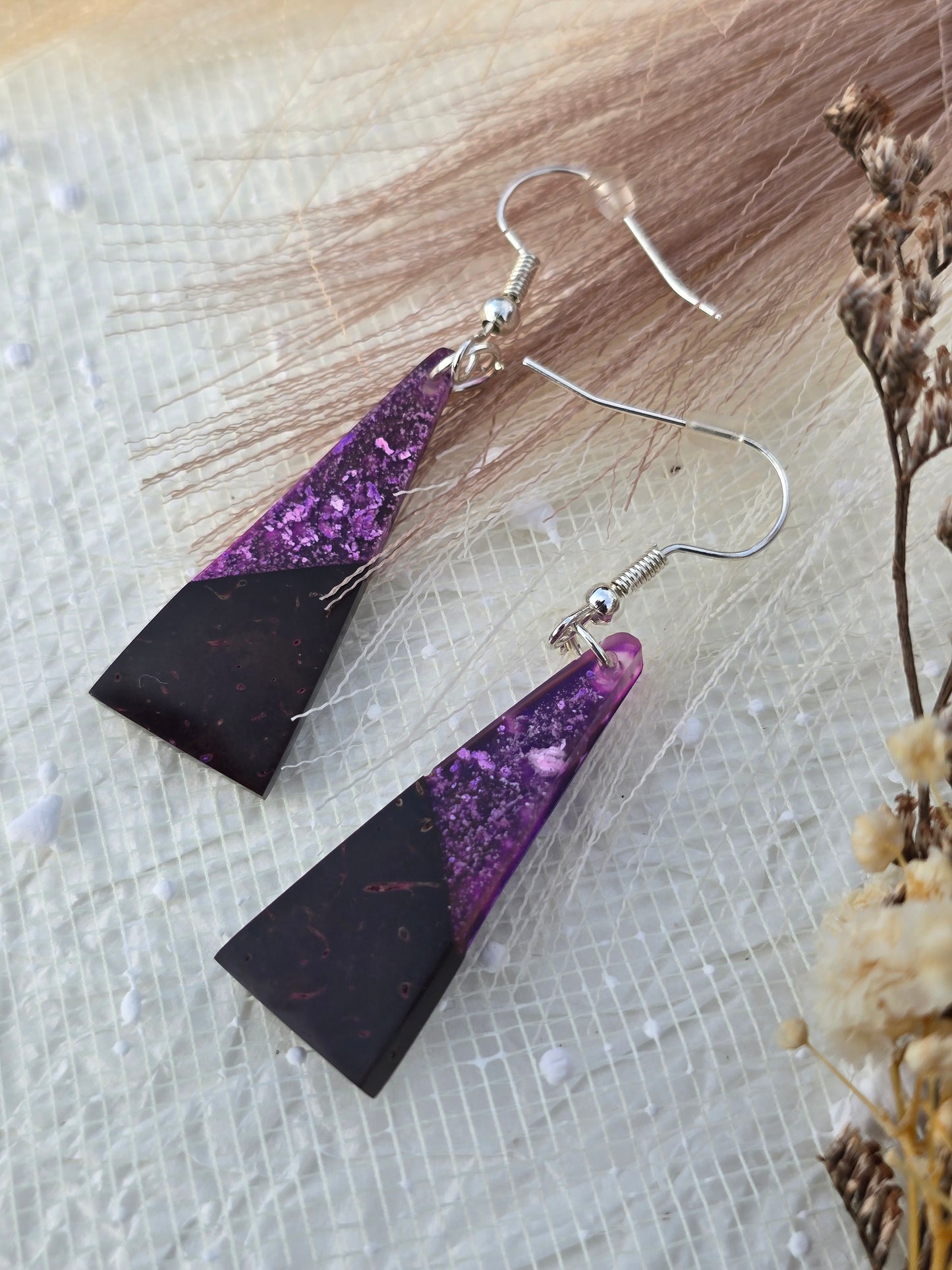 Coconut shell and Resin Earrings