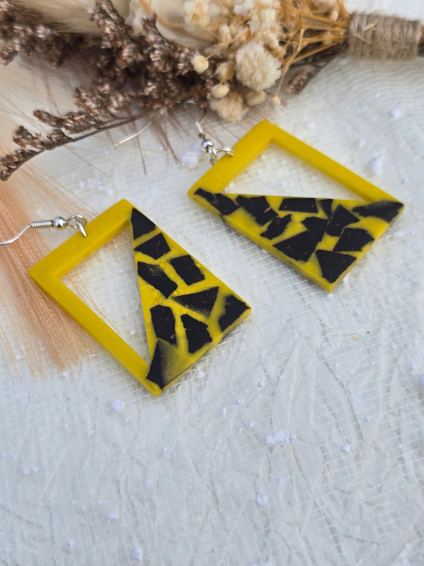 Coconut shell and Resin Earrings