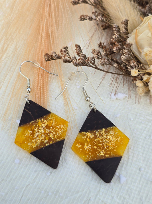 Coconut shell and Resin Earrings