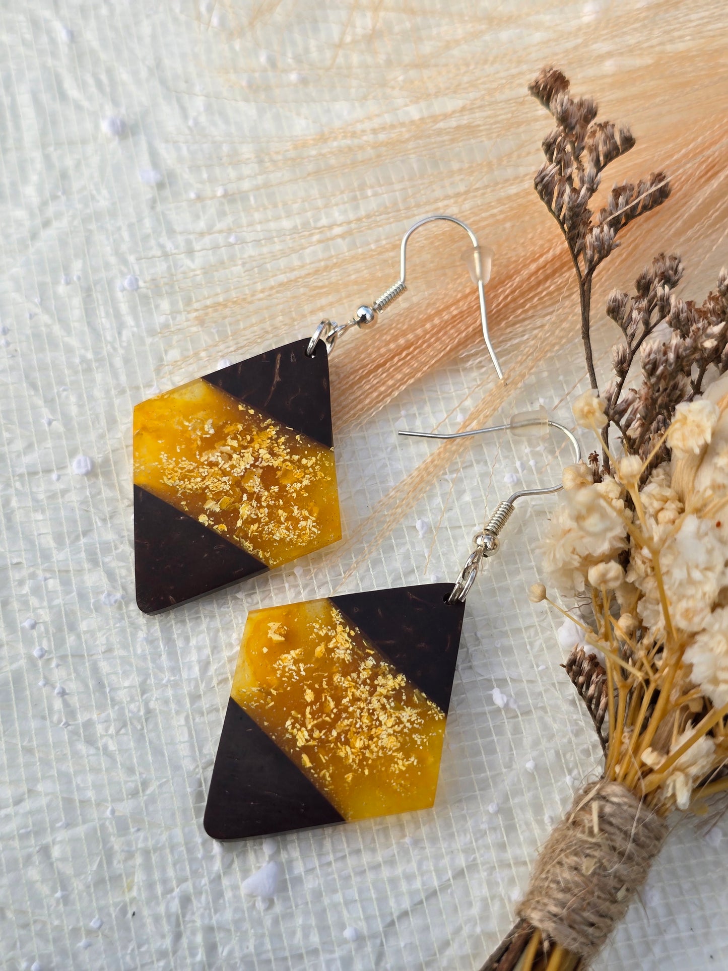 Coconut shell and Resin Earrings